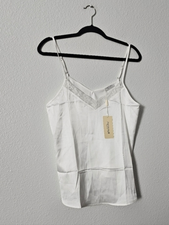 Women’s White Lace-Trim Camisole with Adjustable Straps Sz M - Picture 5 of 9